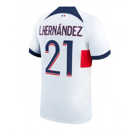 Fotballdrakt Herre Paris Saint-Germain Lucas Hernandez #21 Bortedrakt 2023-24 Kortermet